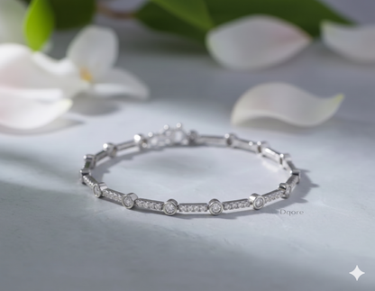 Bezel Set Station Pavé Diamond Linear Tennis Bracelet
