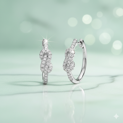 Infinity Love Knot Pavé Diamond Hoop Earrings