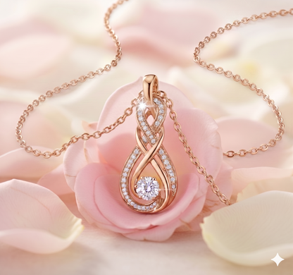 Interlocking Infinity Teardrop Floating Diamond Pendant Necklace