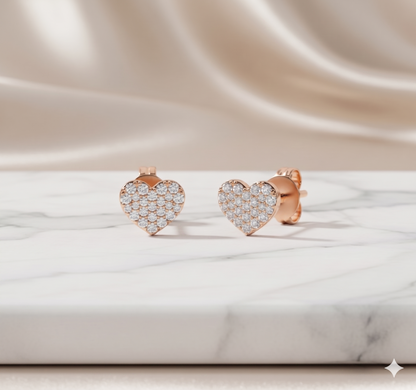 Pavé Diamond Puffed Heart Stud Earrings