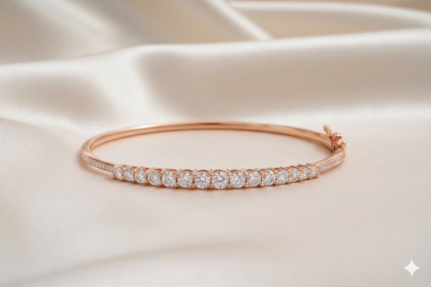 Graduated Round Brilliant Cut Diamond Pavé Bangle Bracelet