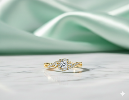 Infinity Halo Diamond Twist Ring