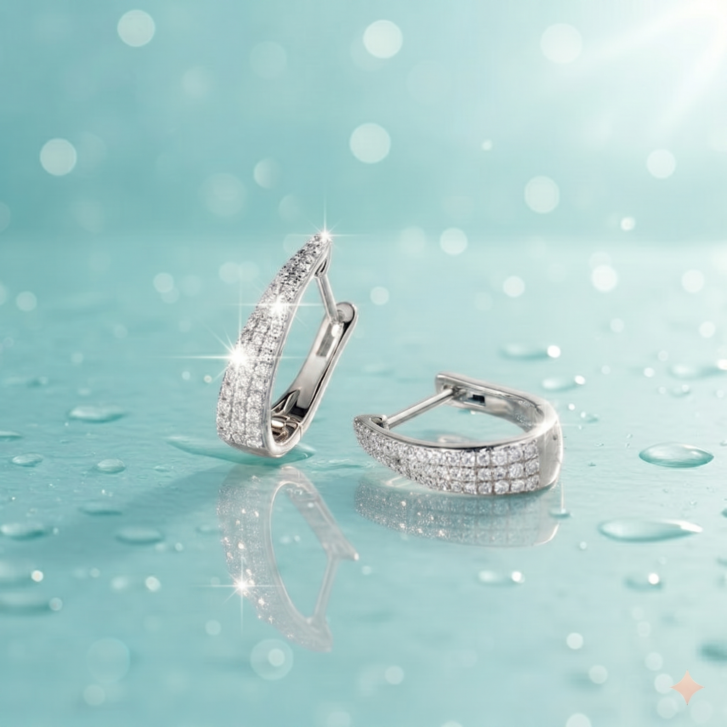 Multi Row Pavé Diamond Tapered Hoop Earrings