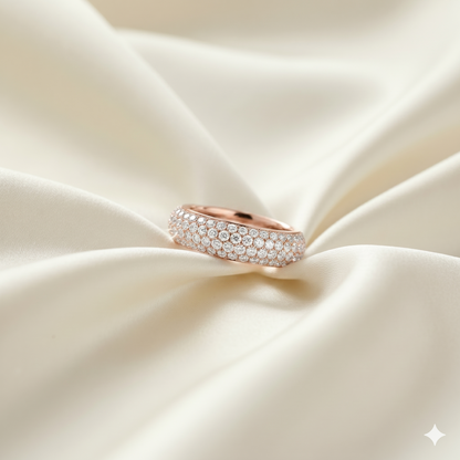 Five-Row Micro-Pavé Diamond Dome Eternity Wedding Band