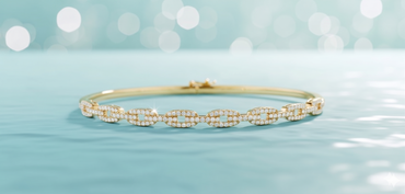 Marina Link Pavé Diamond Station Bangle Bracelet