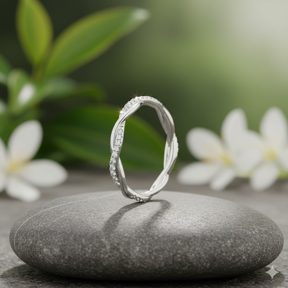 Twisted Infinity Pavé Diamond Wedding Band