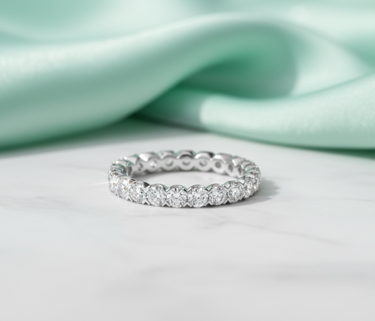 Shared Prong Round Brilliant Diamond Eternity Wedding Band