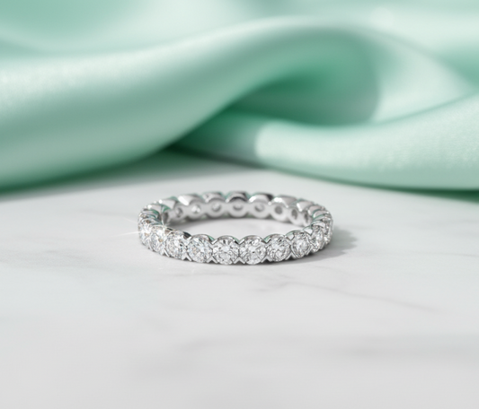 Shared Prong Round Brilliant Diamond Eternity Wedding Band