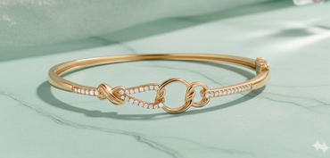 Interlocking Circle and Infinity Knot Diamond Bangle Bracelet