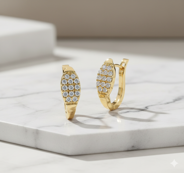 Marquise Pavé Diamond Huggie Hoop Earrings