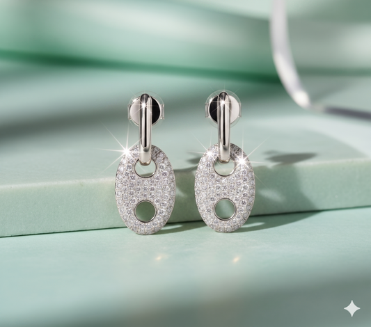 Marine Anchor Link Pavé Diamond Drop Earrings