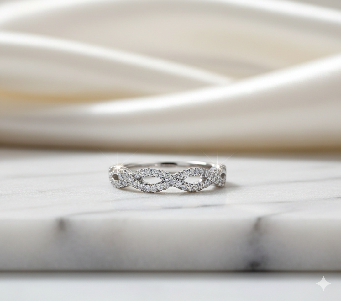 Interlocking Infinity Pavé Diamond Wedding Band