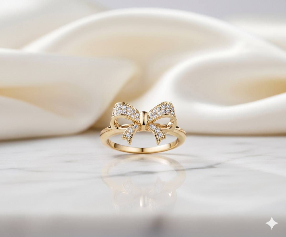 Interlocking Ribbon Bow Pavé Diamond Statement Ring
