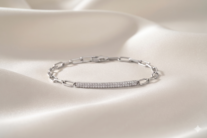 Paperclip Link Pavé Diamond Bar ID Bracelet