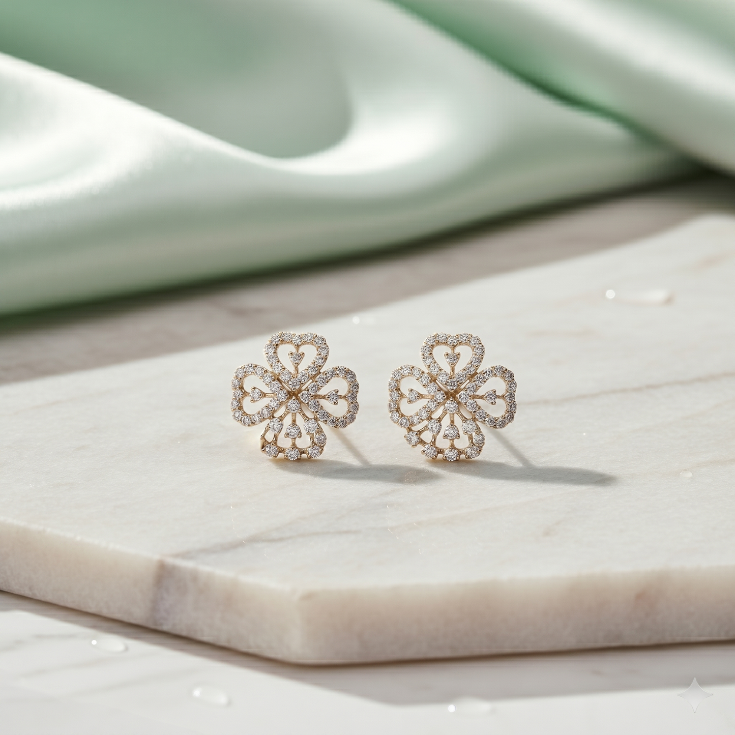 Four Leaf Clover Diamond Stud Earrings