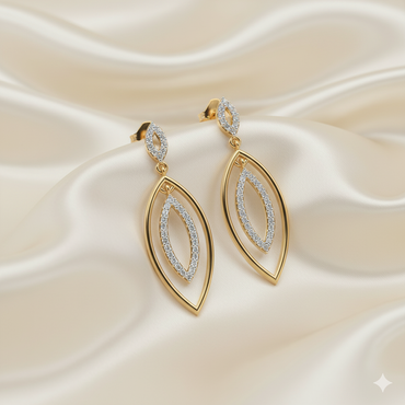 Nested Marquise Diamond Halo Drop Earrings