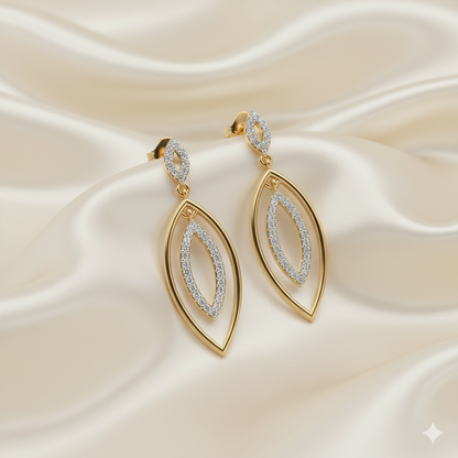 Nested Marquise Diamond Halo Drop Earrings