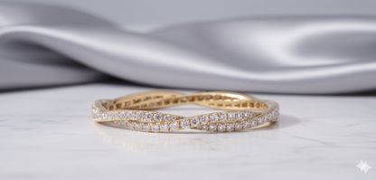 Twisted Infinity Wave Pavé Diamond Bangle Bracelet