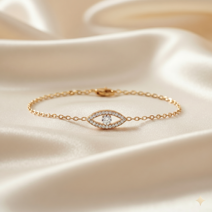 Floating Diamond Evil Eye Pavé Station Chain Bracelet