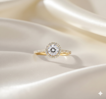 Round Brilliant Cut Diamond Halo Pavé Engagement Ring
