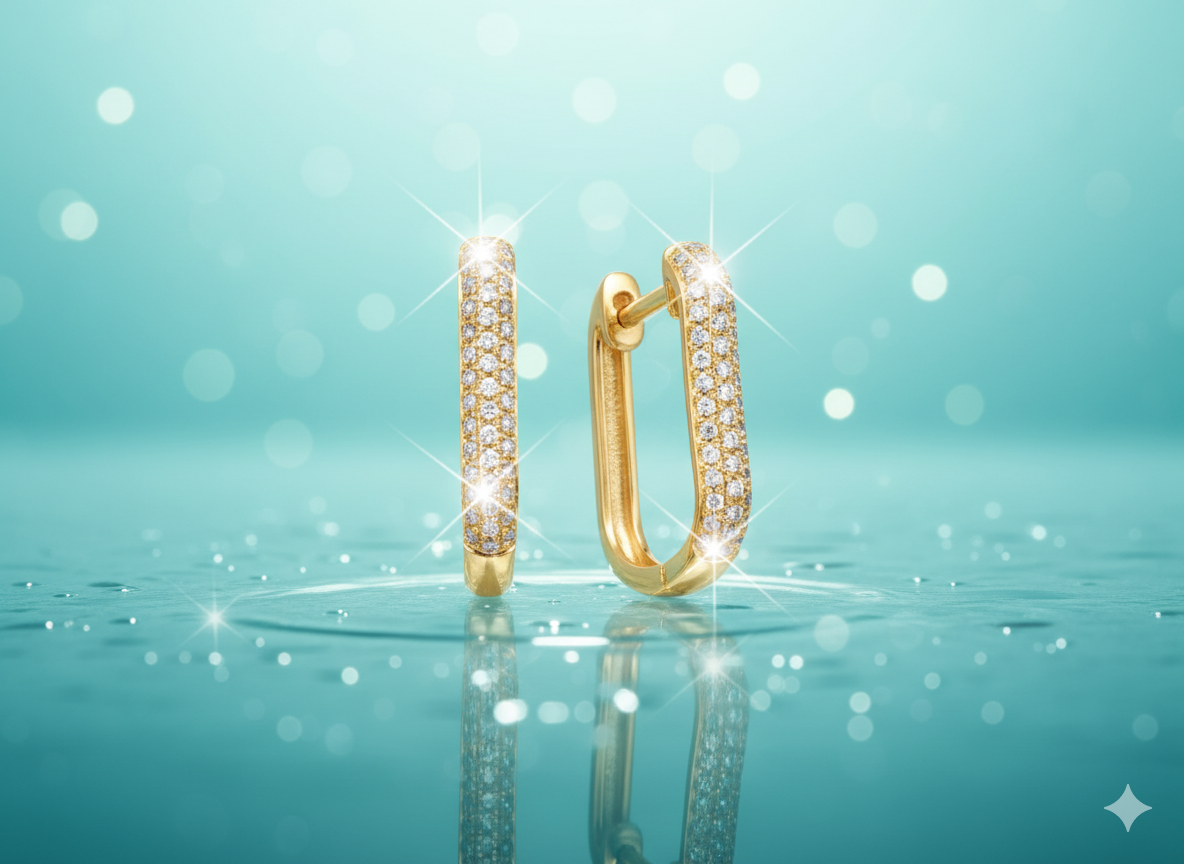 Multi Row Pavé Diamond U Link Hoop Earrings