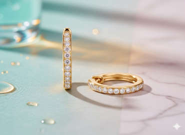 Single Row Pavé Diamond Hoop Earrings