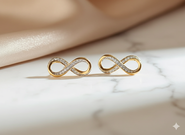 Infinity Ribbon Pavé Diamond Stud Earrings
