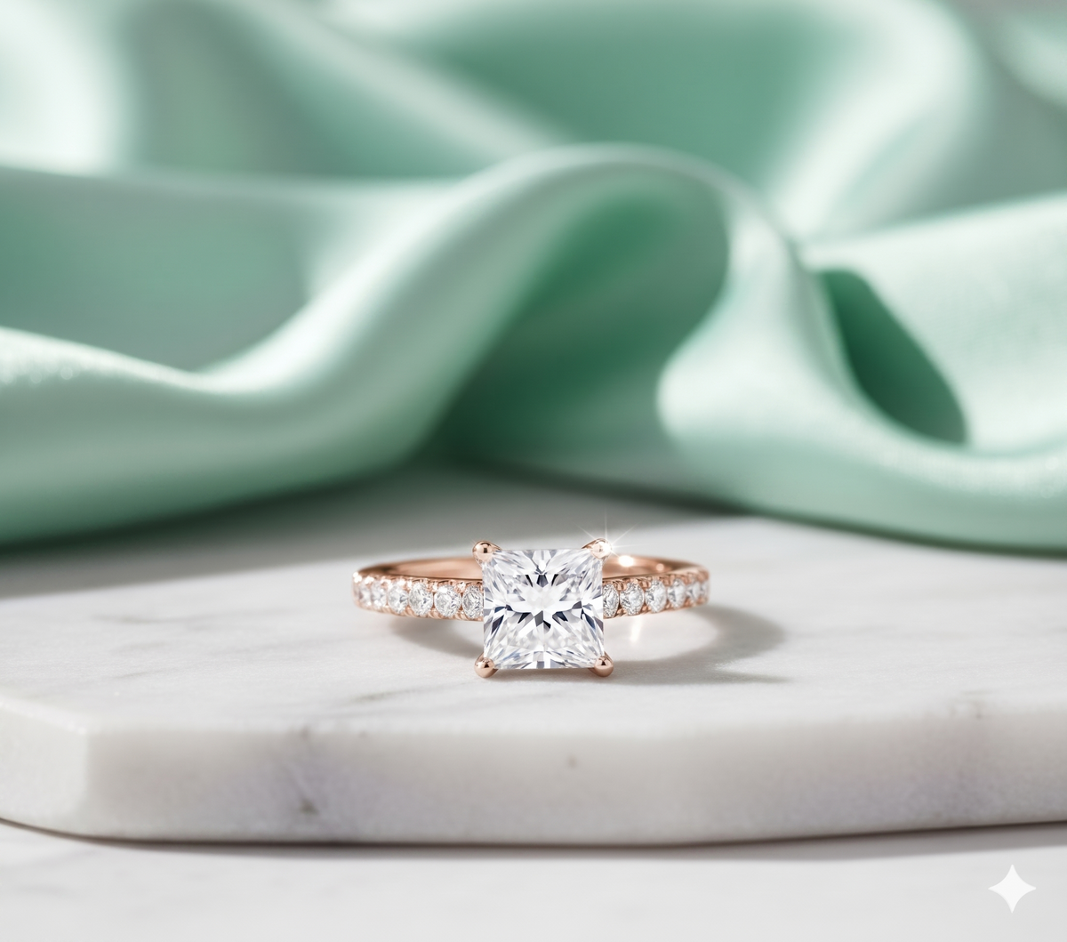 Princess Cut Diamond Pavé Engagement Ring