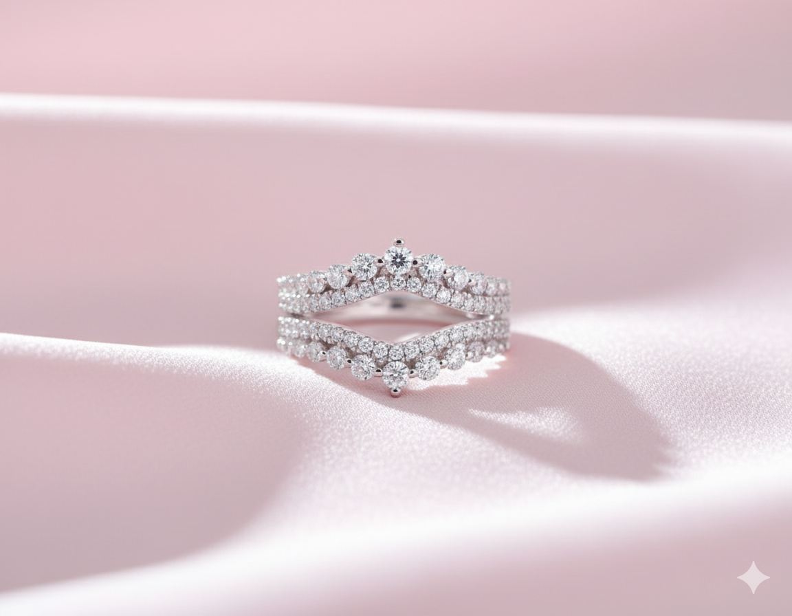 Curved Tiara Diamond Ring Enhancer Guard Band