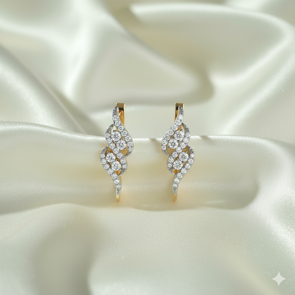 Diamond Wave S Hoop Earrings