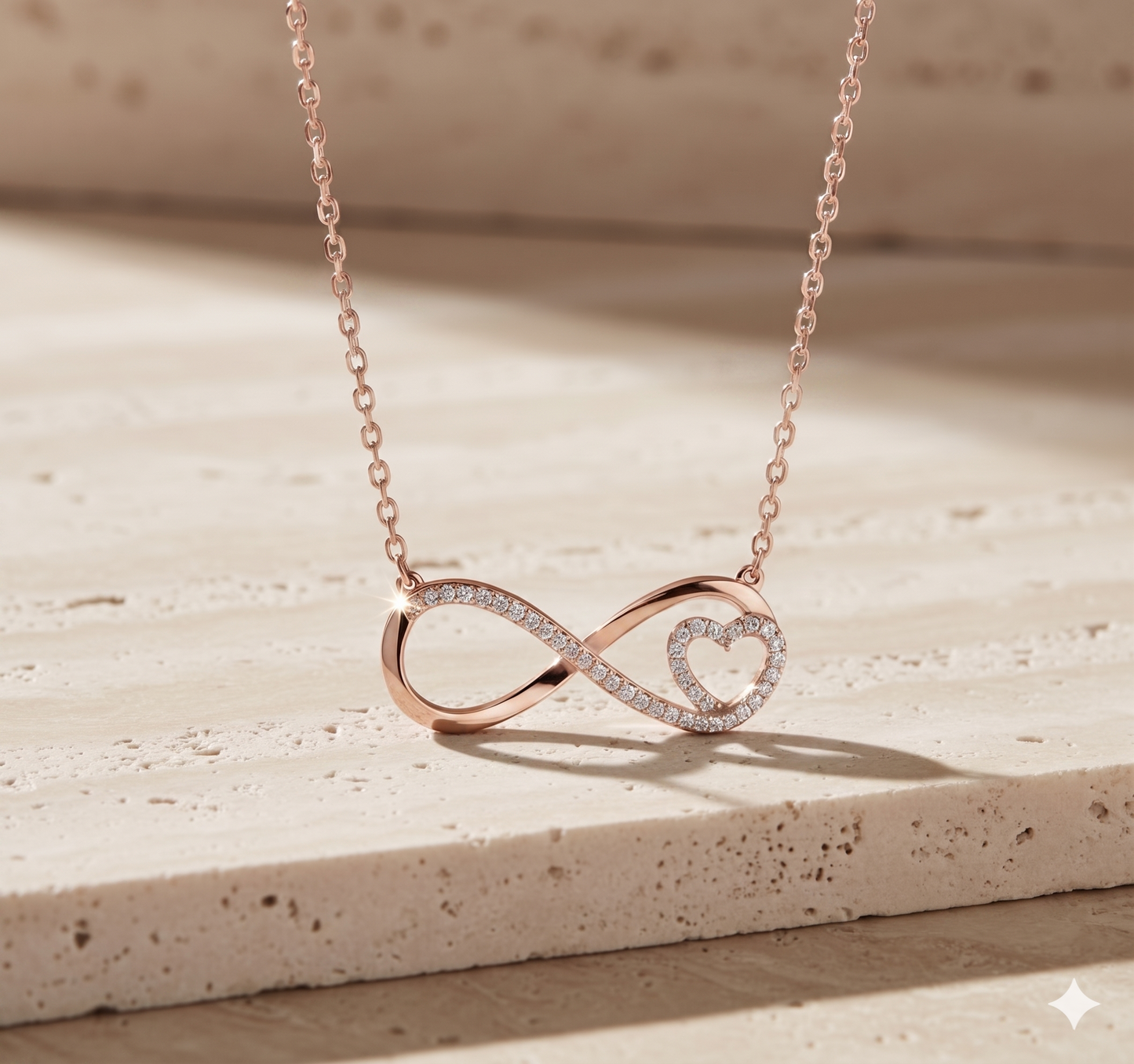 Interlocking Infinity Heart Pavé Diamond Station Necklace