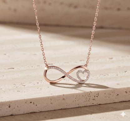 Interlocking Infinity Heart Pavé Diamond Station Necklace