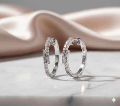 Bypass Wrap Crisscross Diamond Hoop Earrings