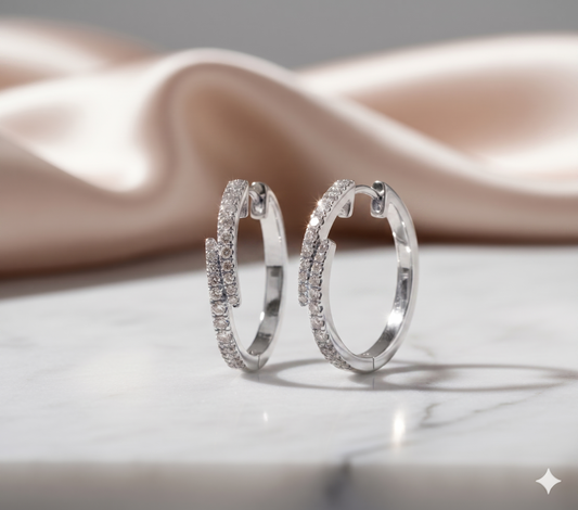 Bypass Wrap Crisscross Diamond Hoop Earrings