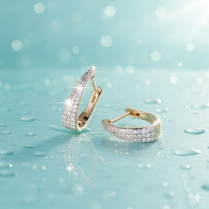 Multi Row Pavé Diamond Tapered Hoop Earrings