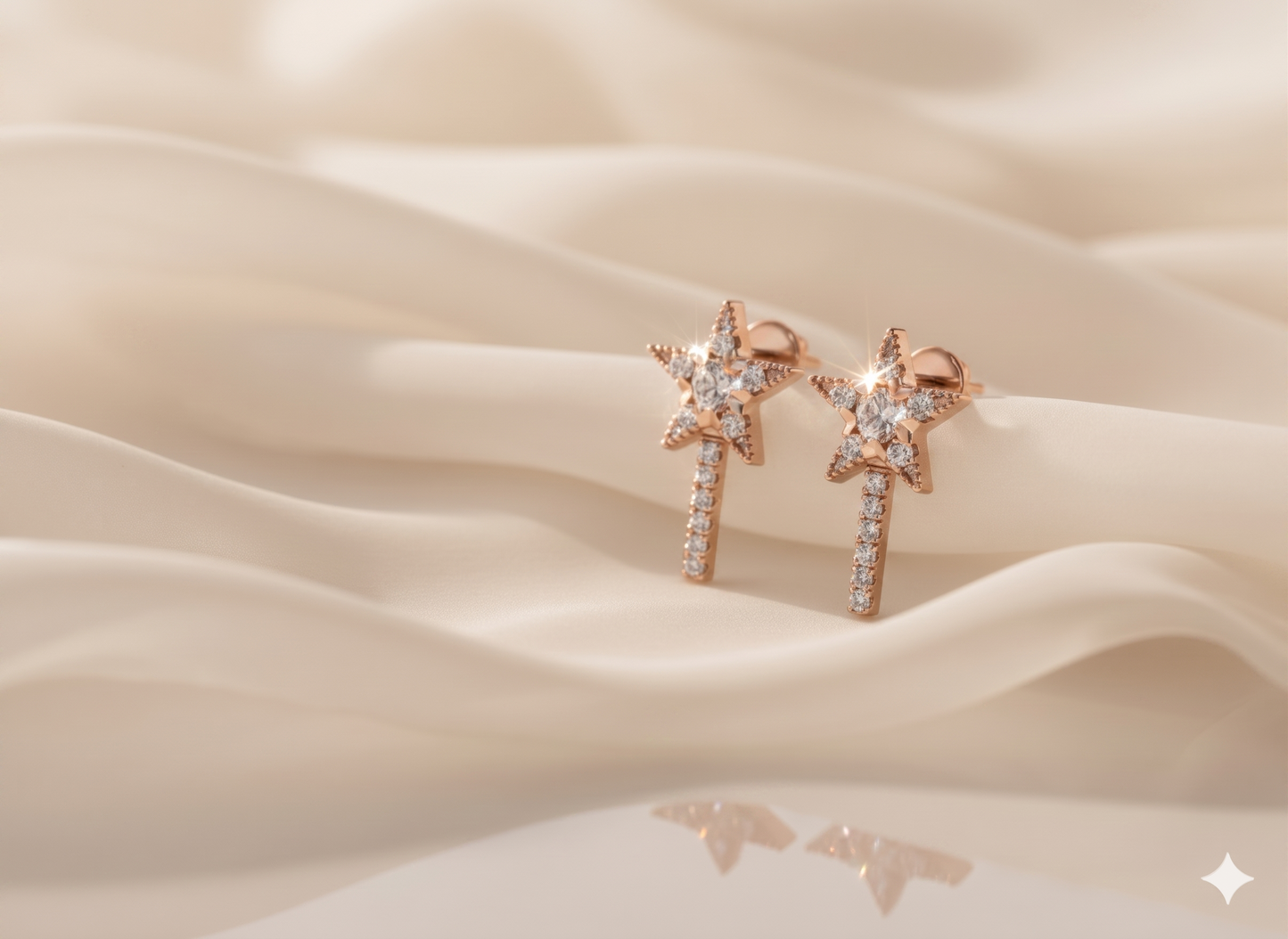 Celestial Star Shooting Star Diamond Drop Earrings