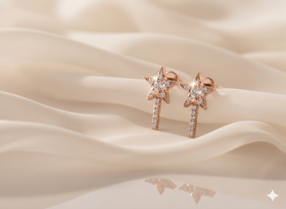 Celestial Star Shooting Star Diamond Drop Earrings