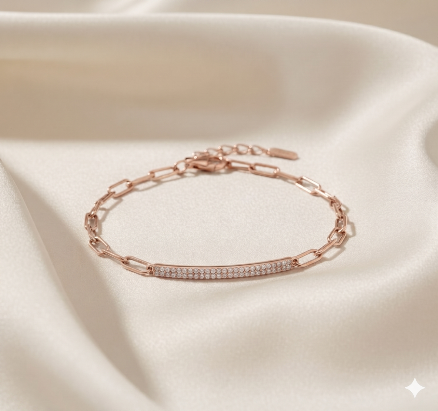 Paperclip Link Pavé Diamond Curved Bar ID Bracelet