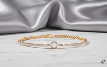 Geometric Open Circle Focal Station Diamond Tennis Bracelet