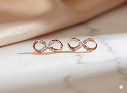 Infinity Ribbon Pavé Diamond Stud Earrings