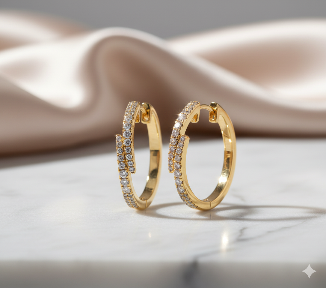 Bypass Wrap Crisscross Diamond Hoop Earrings