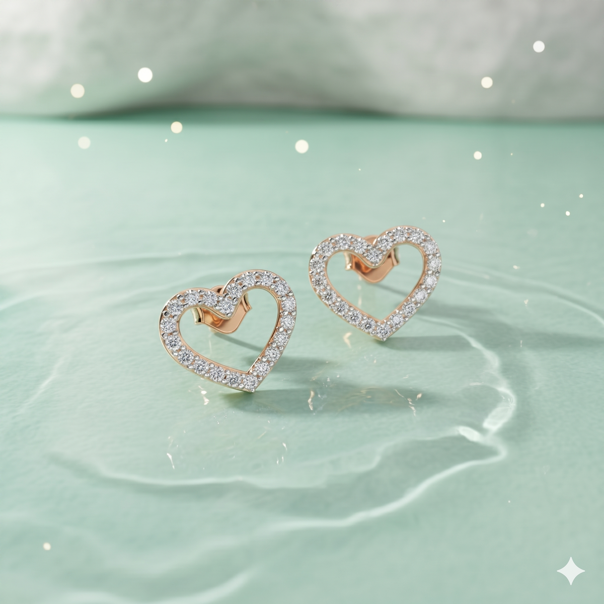 Heart Pavé Diamond Stud Earrings