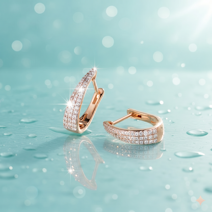Multi Row Pavé Diamond Tapered Hoop Earrings