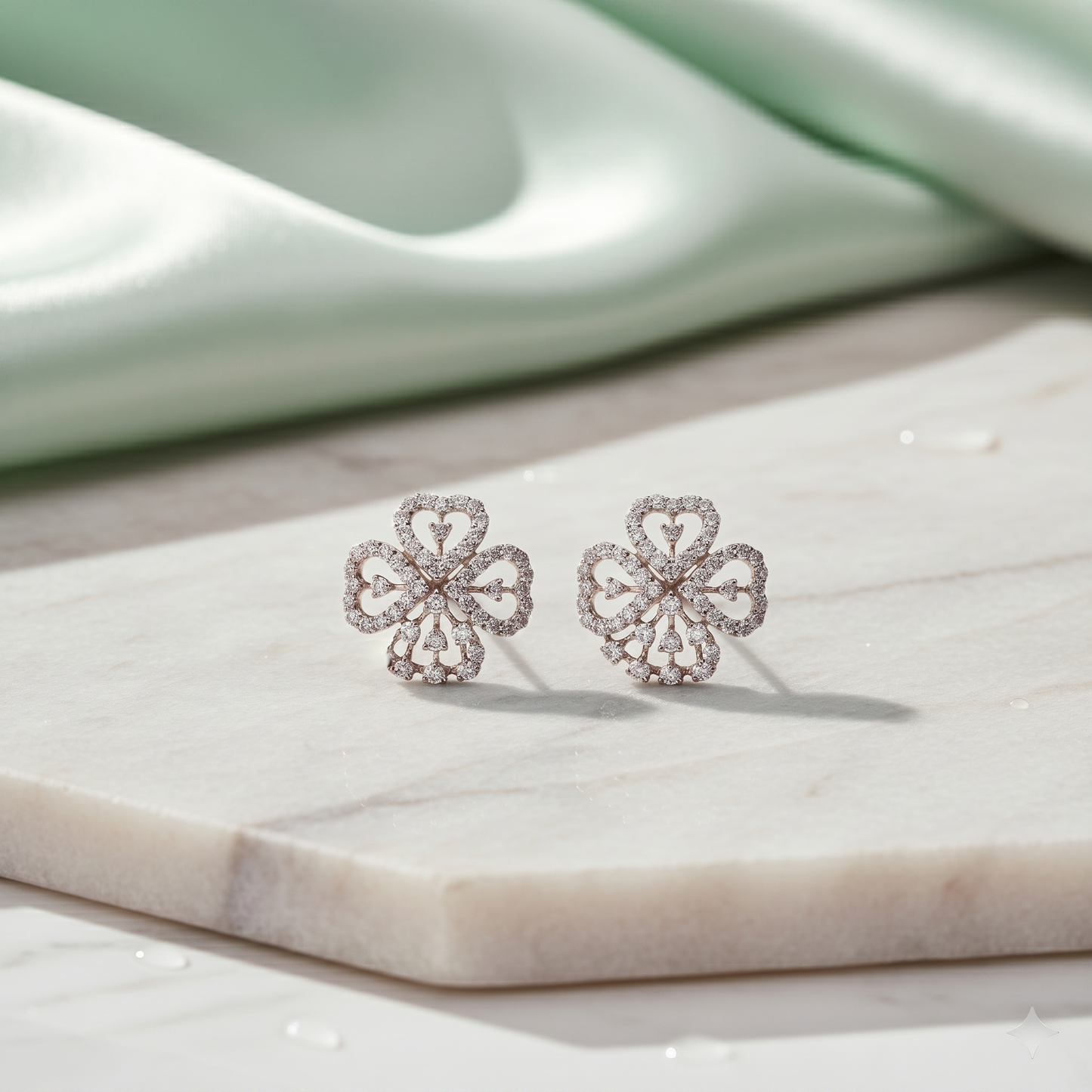 Four Leaf Clover Diamond Stud Earrings
