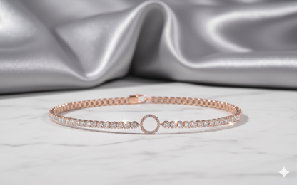 Geometric Open Circle Focal Station Diamond Tennis Bracelet
