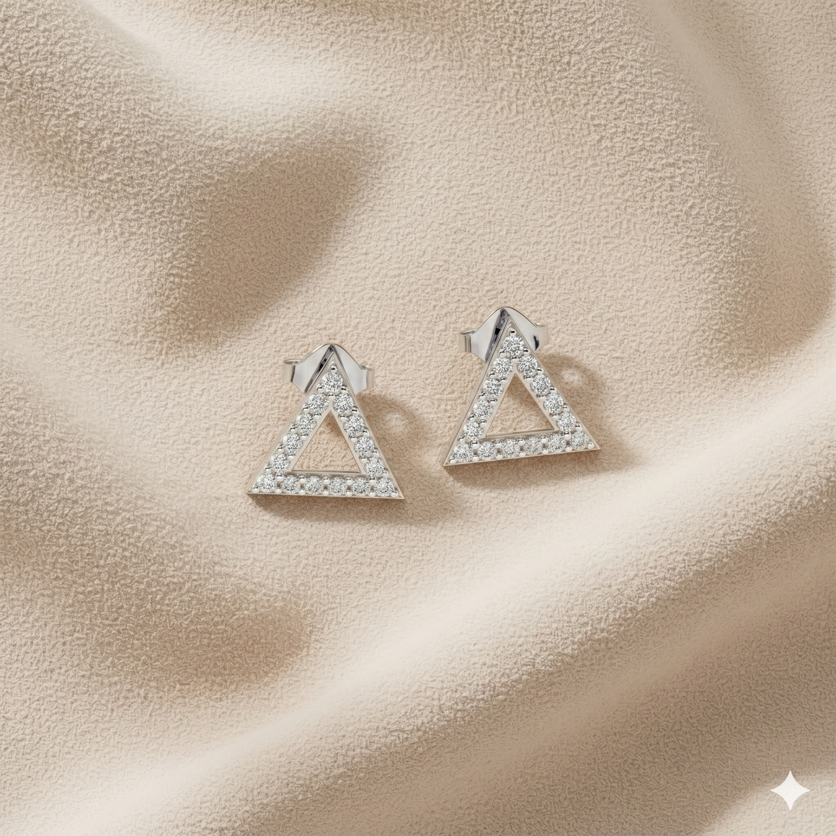 Open Geometric Triangle Diamond Stud Earrings