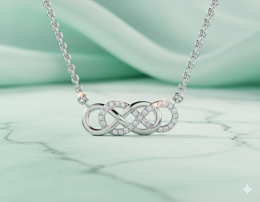 Interlocking Double Infinity Pavé Diamond Station Necklace