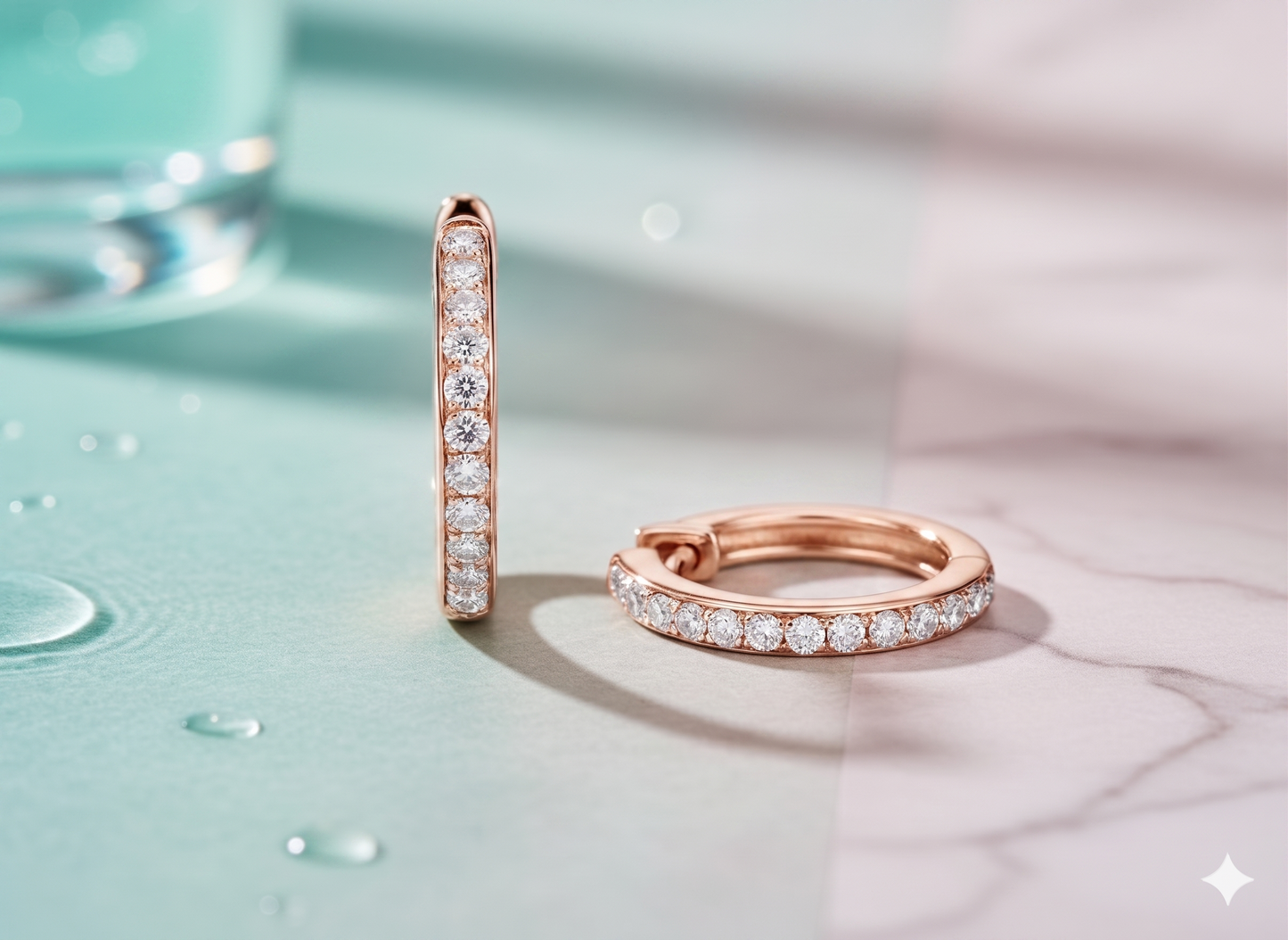 Single Row Pavé Diamond Hoop Earrings
