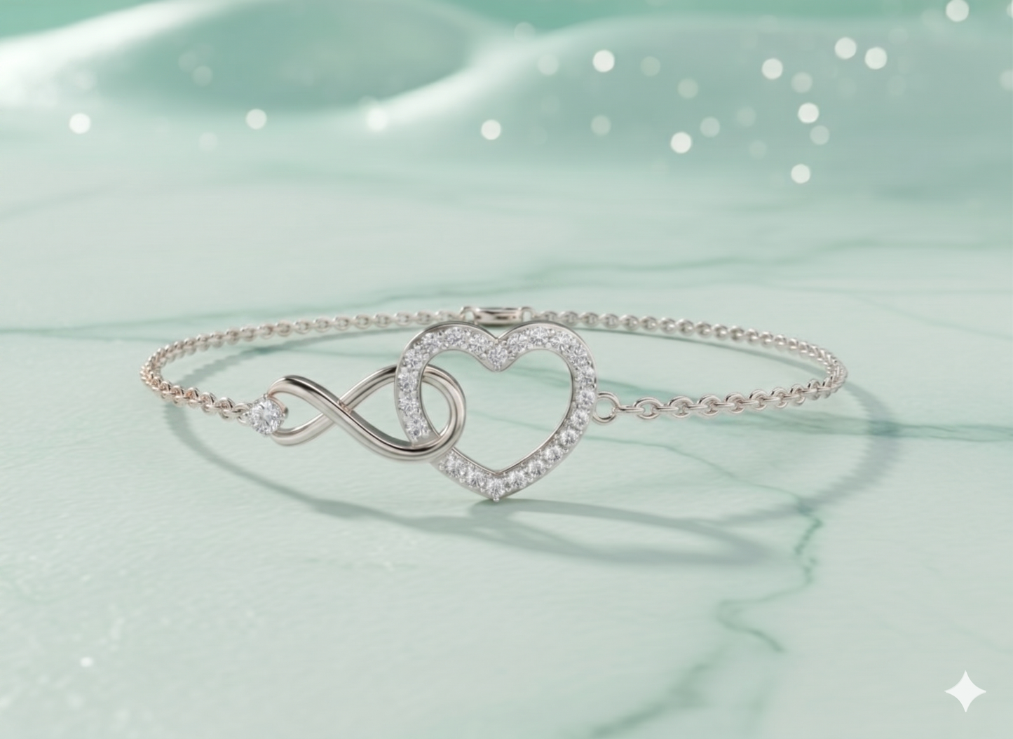 Interlocking Infinity and Heart Diamond Station Bracelet