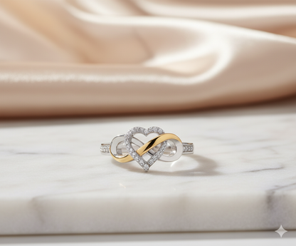 Interlocking Infinity Heart Pavé Diamond Promise Ring